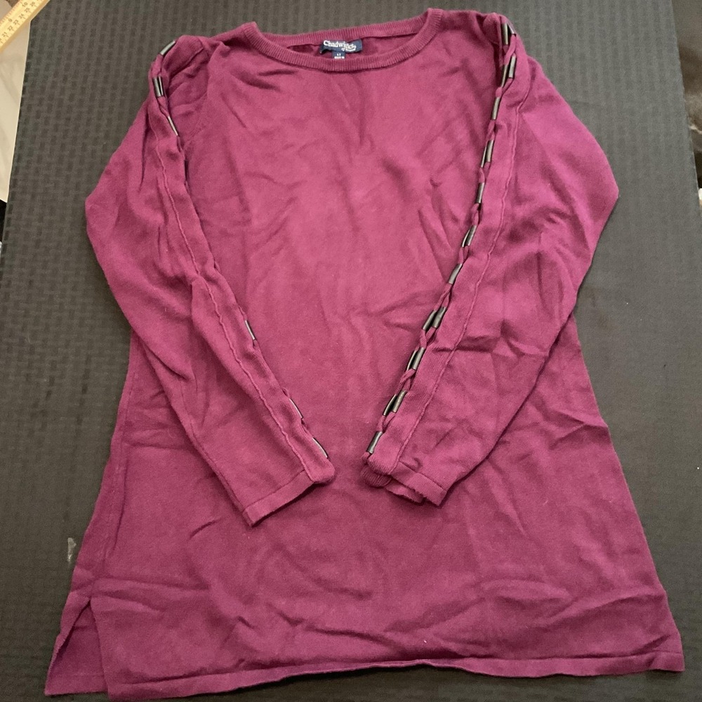 Chadwicks Of Boston‎ Sweater Womens Large Tall Purple Knit Strap Sleeve Pullover